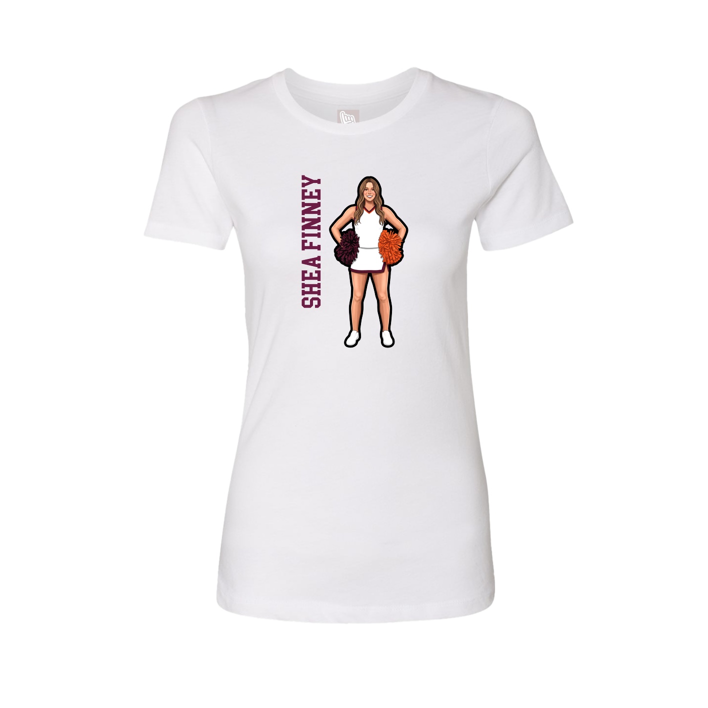 Fitted Women's Tee — Name Vertical in White