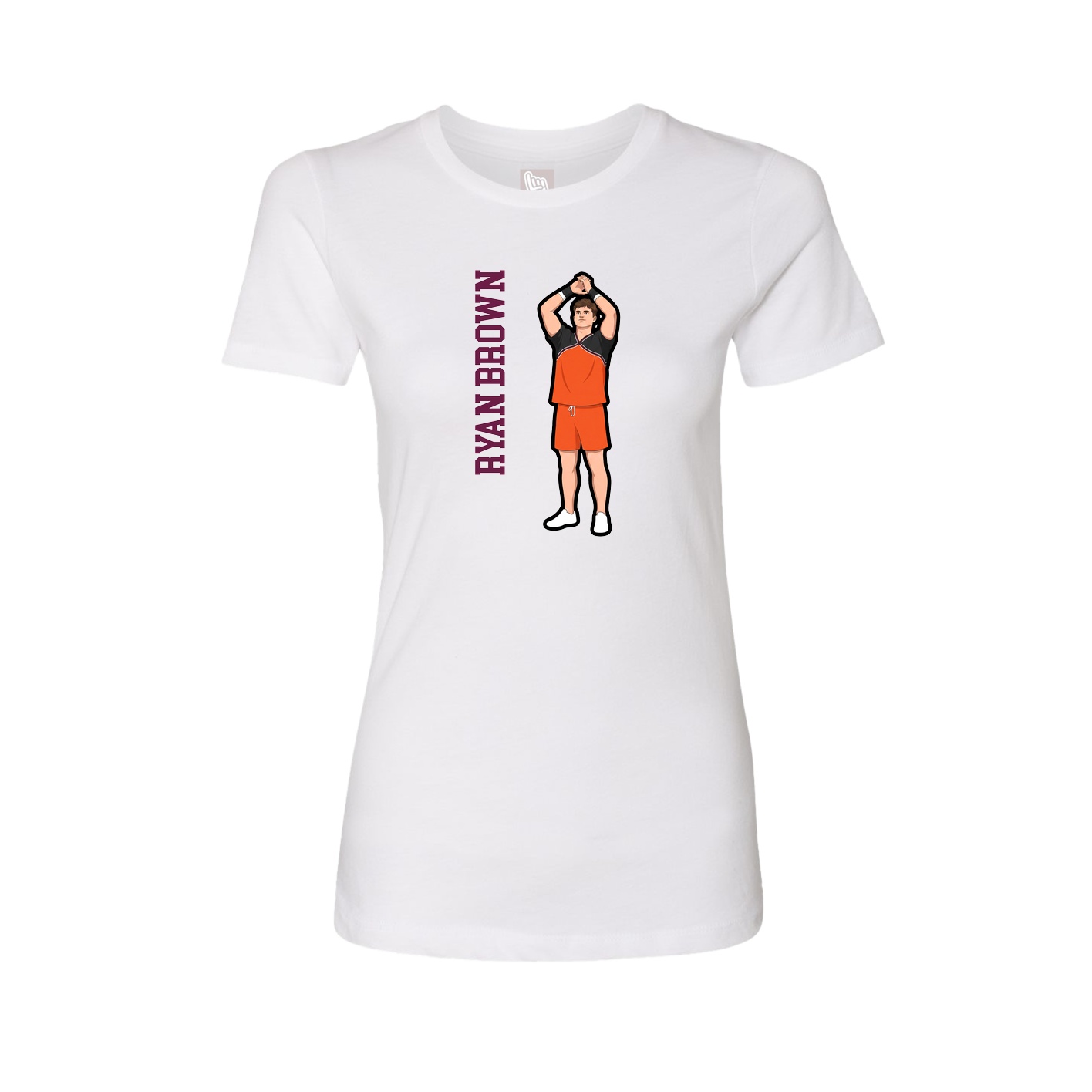 Fitted Women's Tee — Name Vertical in White