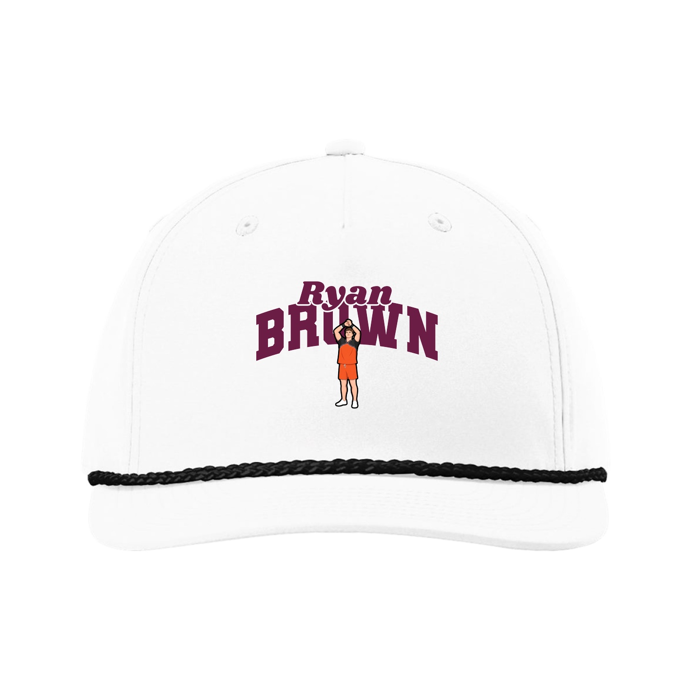 Five-Panel Classic Rope Cap — Signature Arch in White