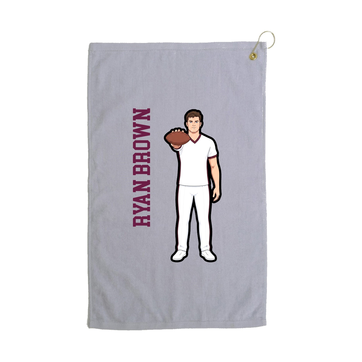 Golf Towel — Name Vertical in Grey