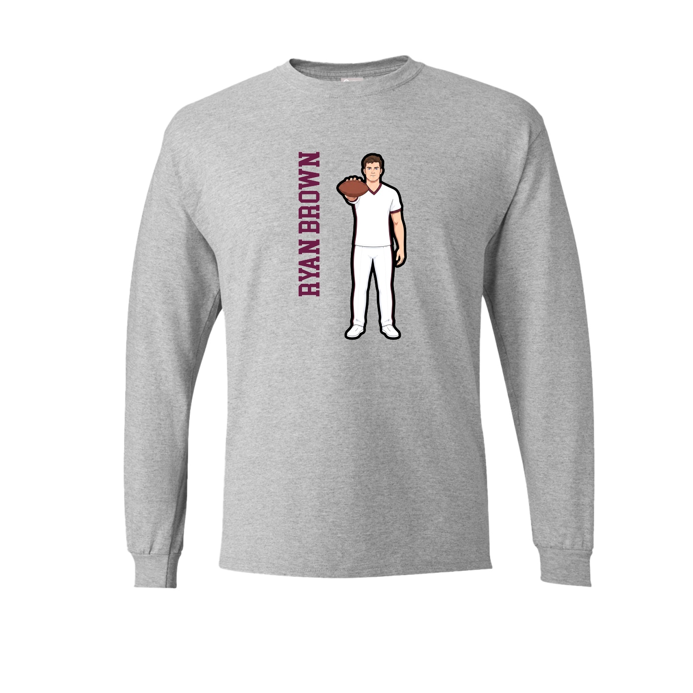 Long Sleeve Tee — Name Vertical in Grey