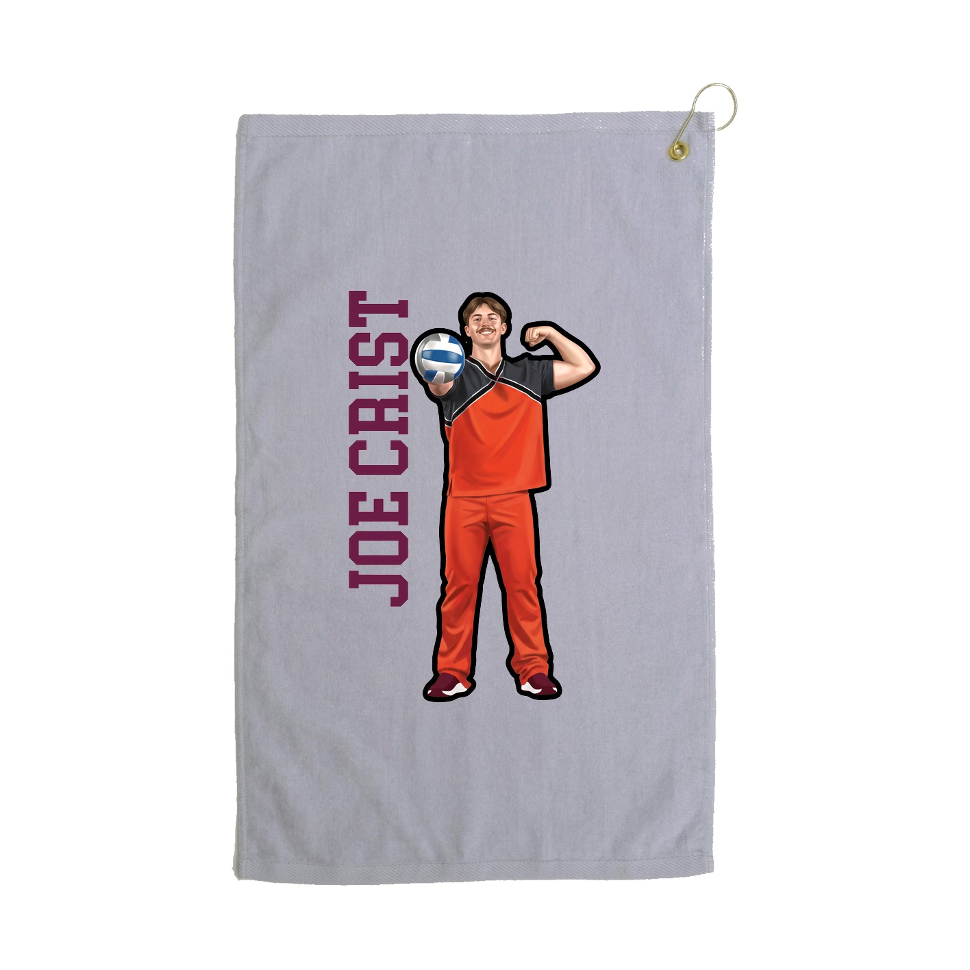 Golf Towel — Name Vertical in Grey