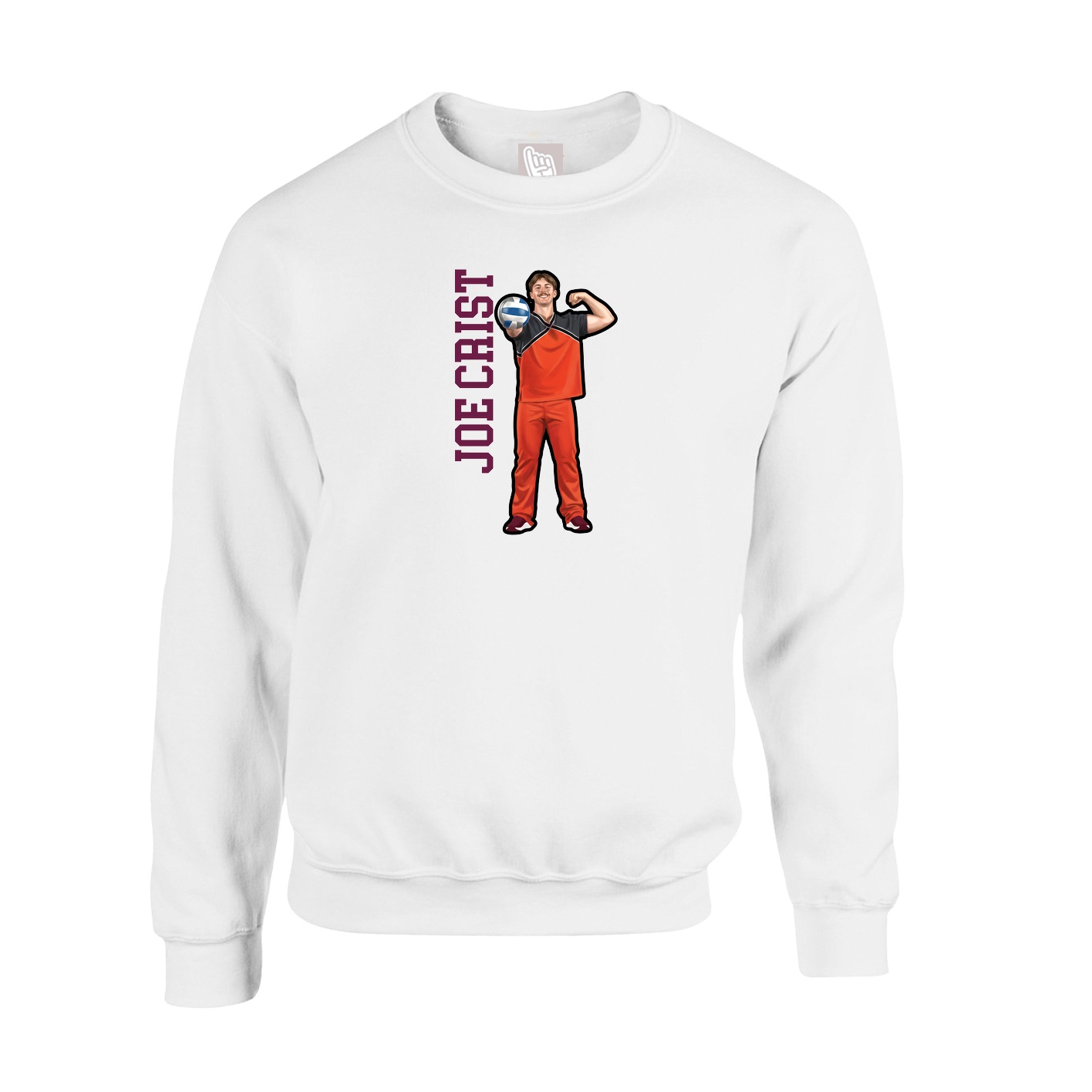 Fleece Crew — Name Vertical in White