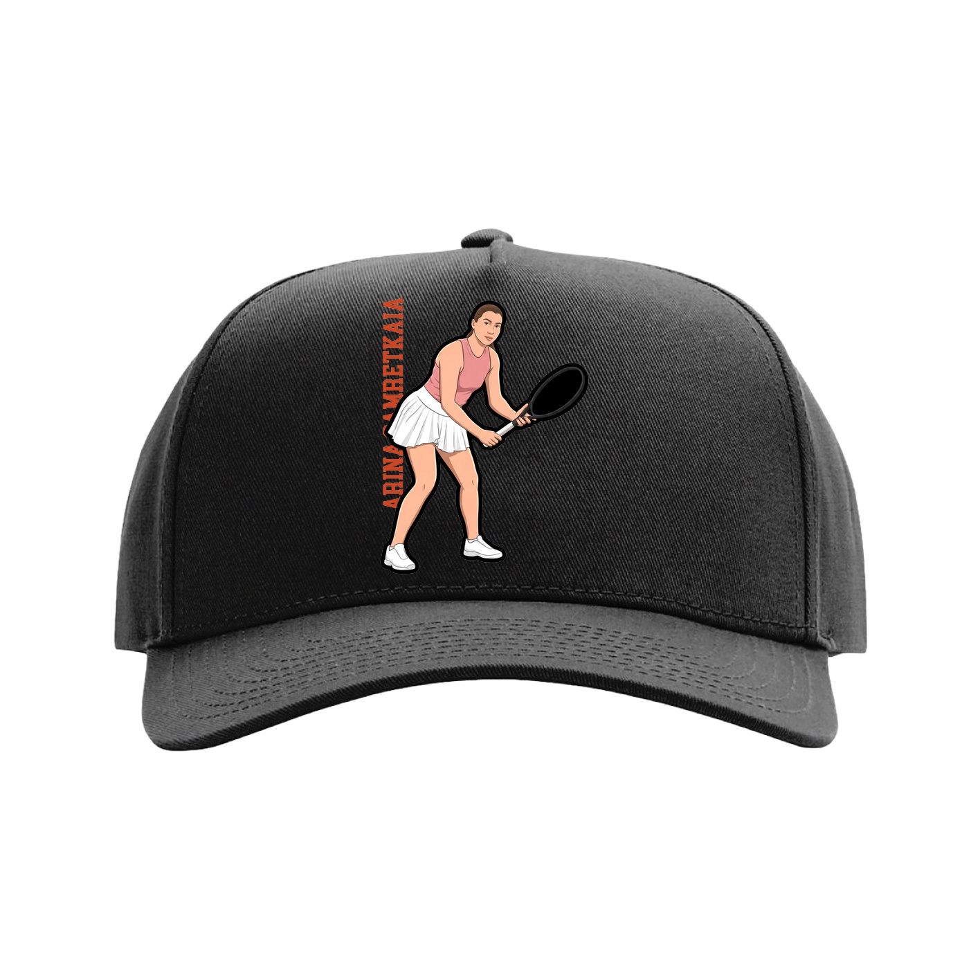 Full Fabric Five-Panel Champ Cap — Name Vertical in Black