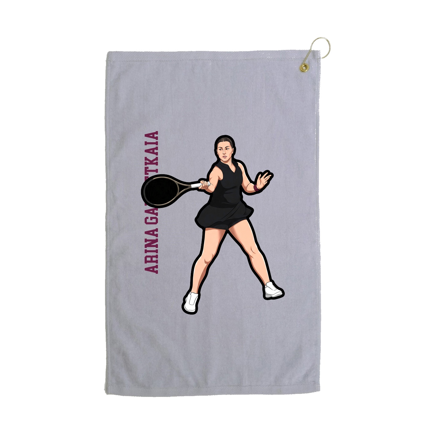 Golf Towel — Name Vertical in Grey