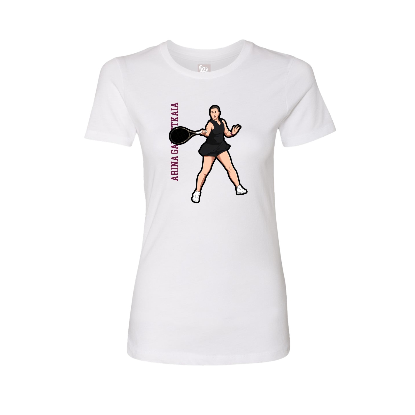 Fitted Women's Tee — Name Vertical in White