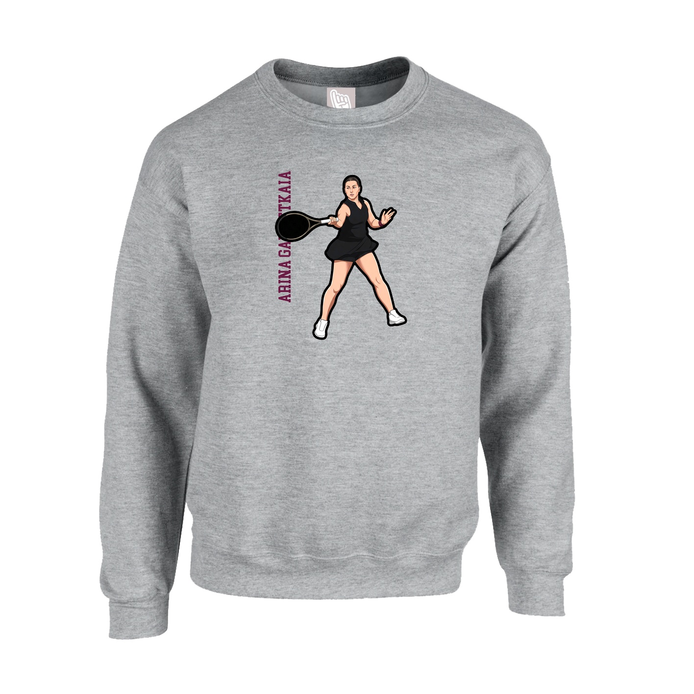 Fleece Crew — Name Vertical in Grey
