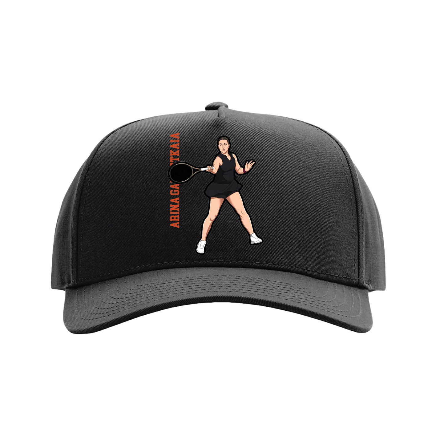 Full Fabric Five-Panel Champ Cap — Name Vertical in Black