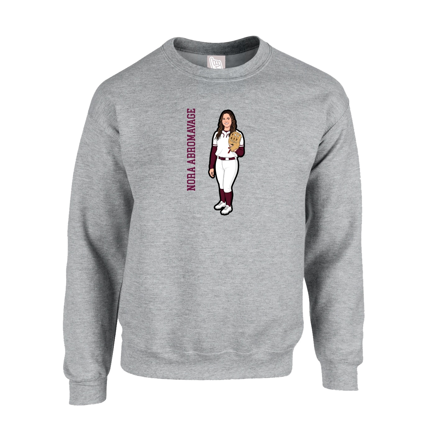 Fleece Crew — Name Vertical in Grey