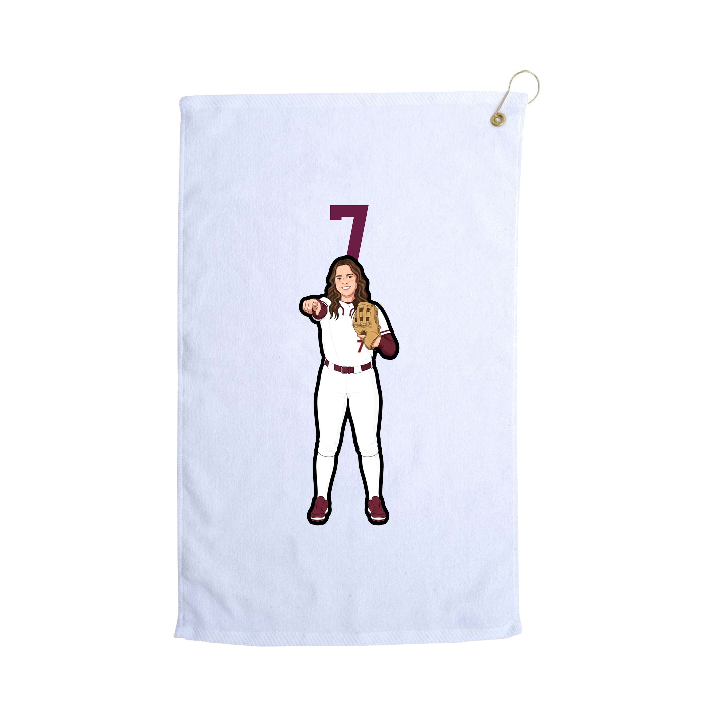 Golf Towel — Number Top in White