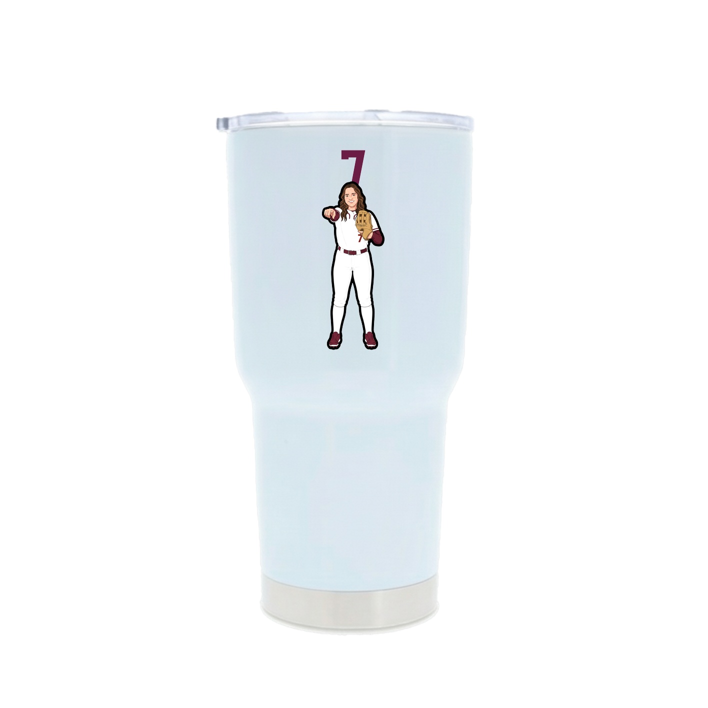 30oz Stainless Steel Tumbler — Number Top in White