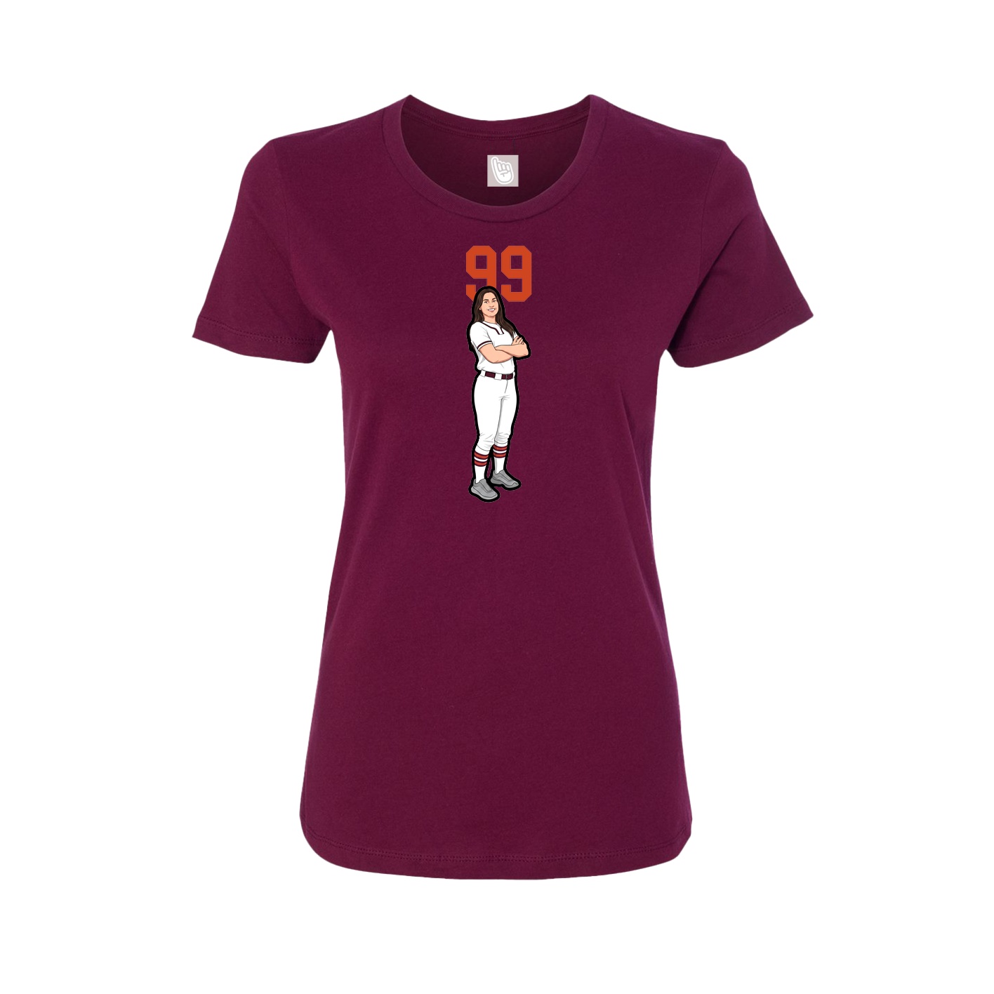 Fitted Women's Tee — Number Top in Maroon