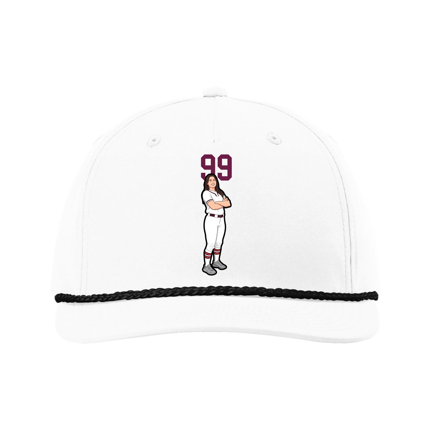 Five-Panel Classic Rope Cap — Number Top in White