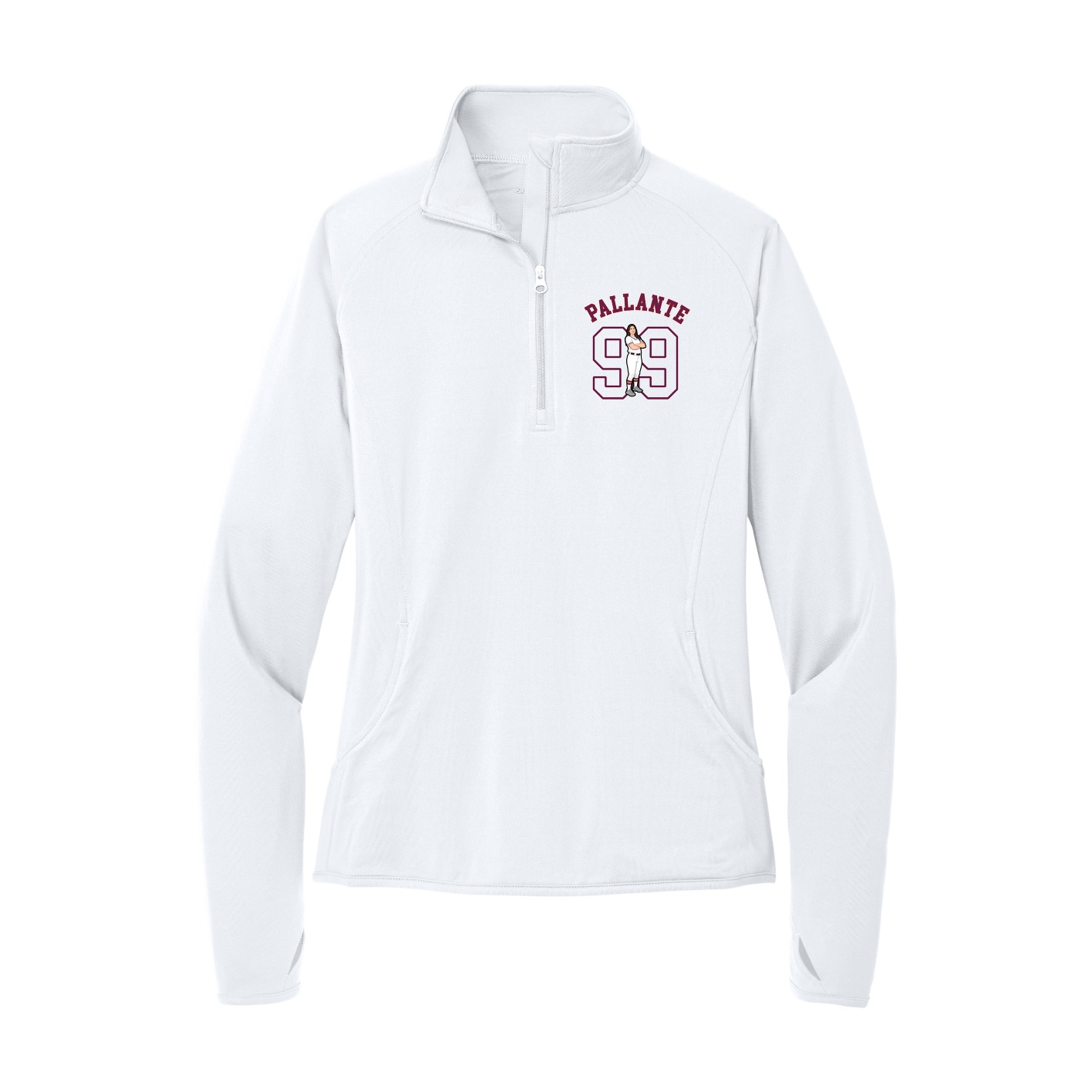 Women's Q-Zip Pullover — Shirsey Arch in White