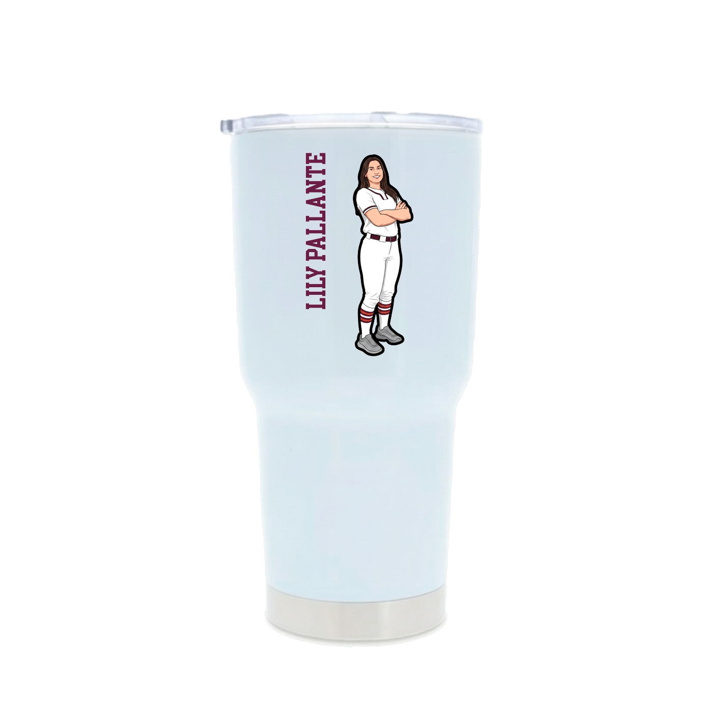 30oz Stainless Steel Tumbler — Name Vertical in White