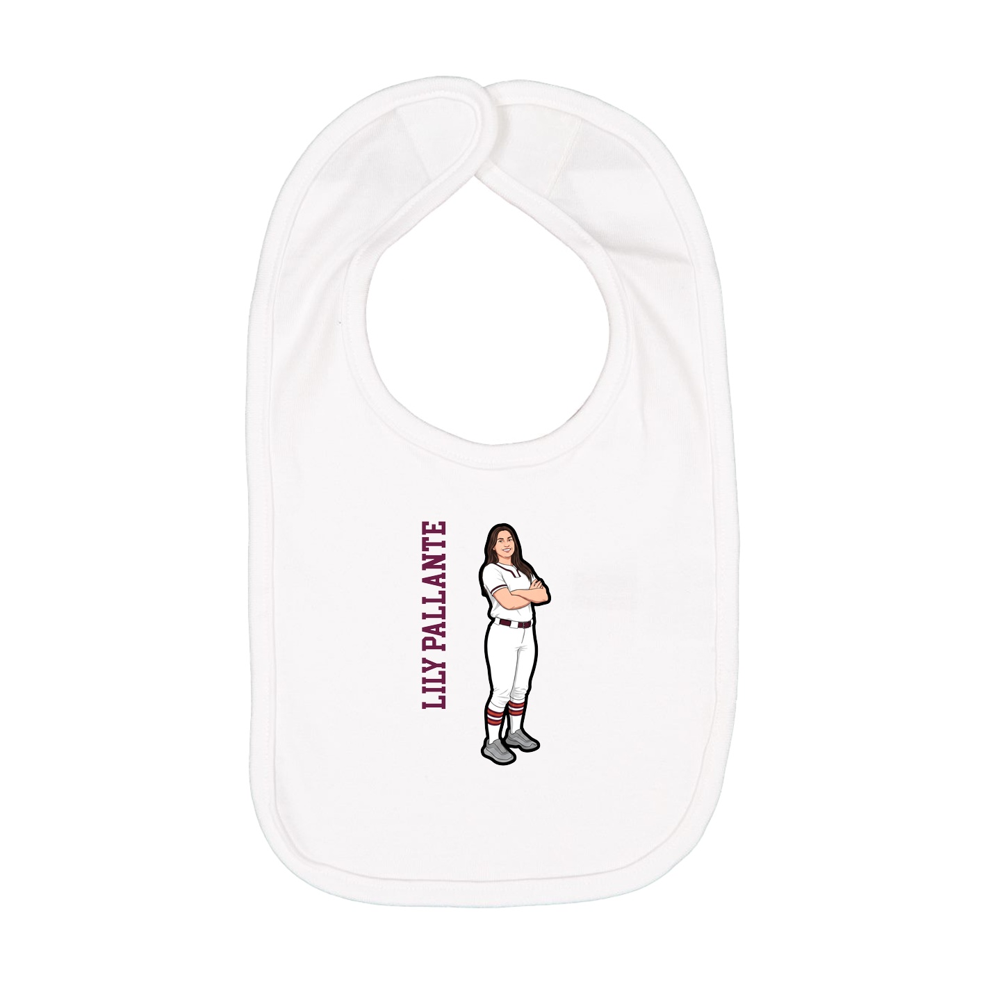 Infant Bib — Name Vertical in White