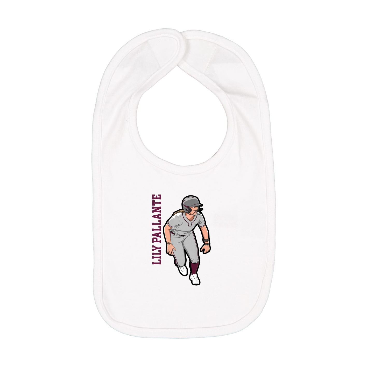 Infant Bib — Name Vertical in White