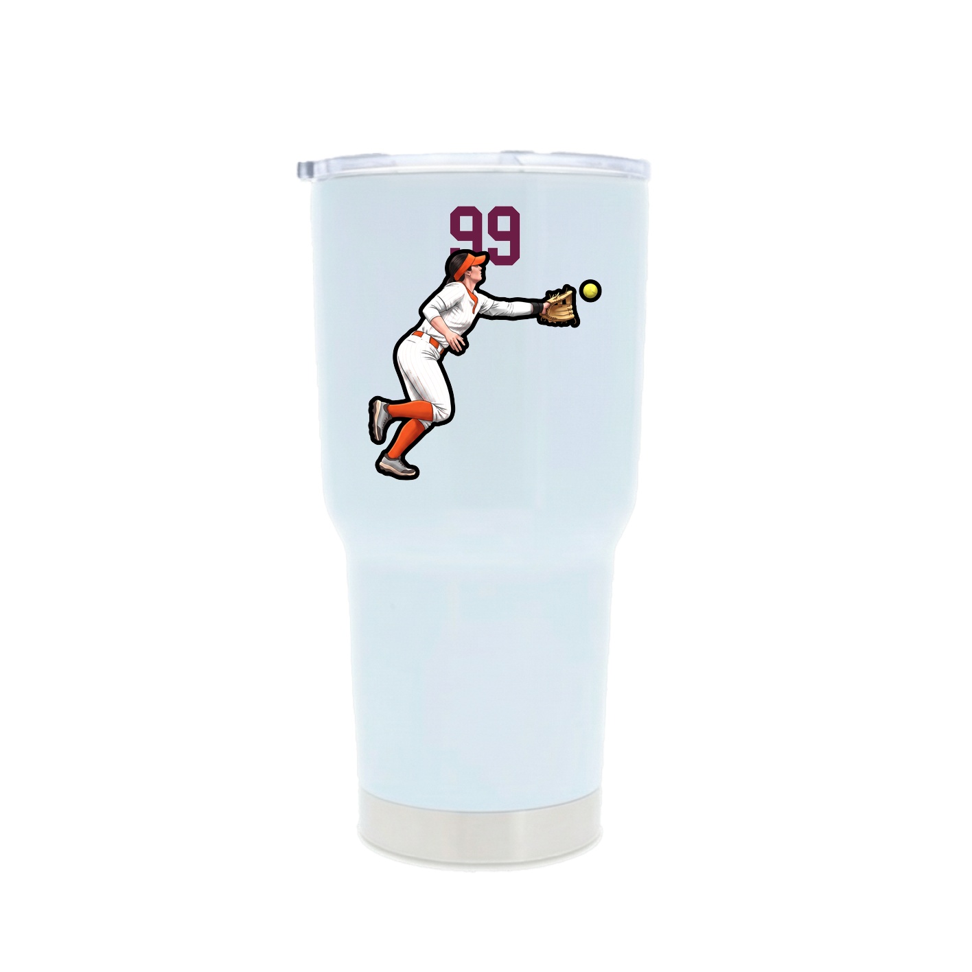30oz Stainless Steel Tumbler — Number Top in White