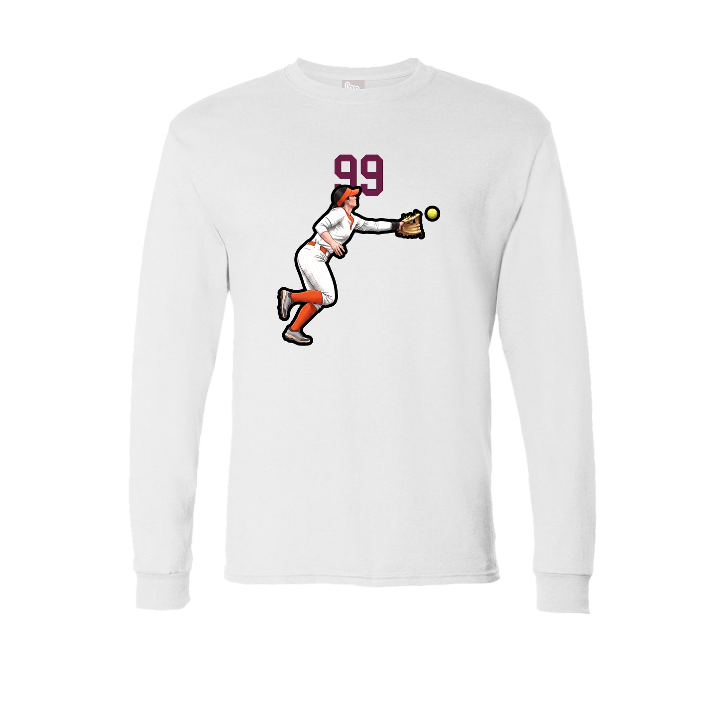 Long Sleeve Tee — Number Top in White