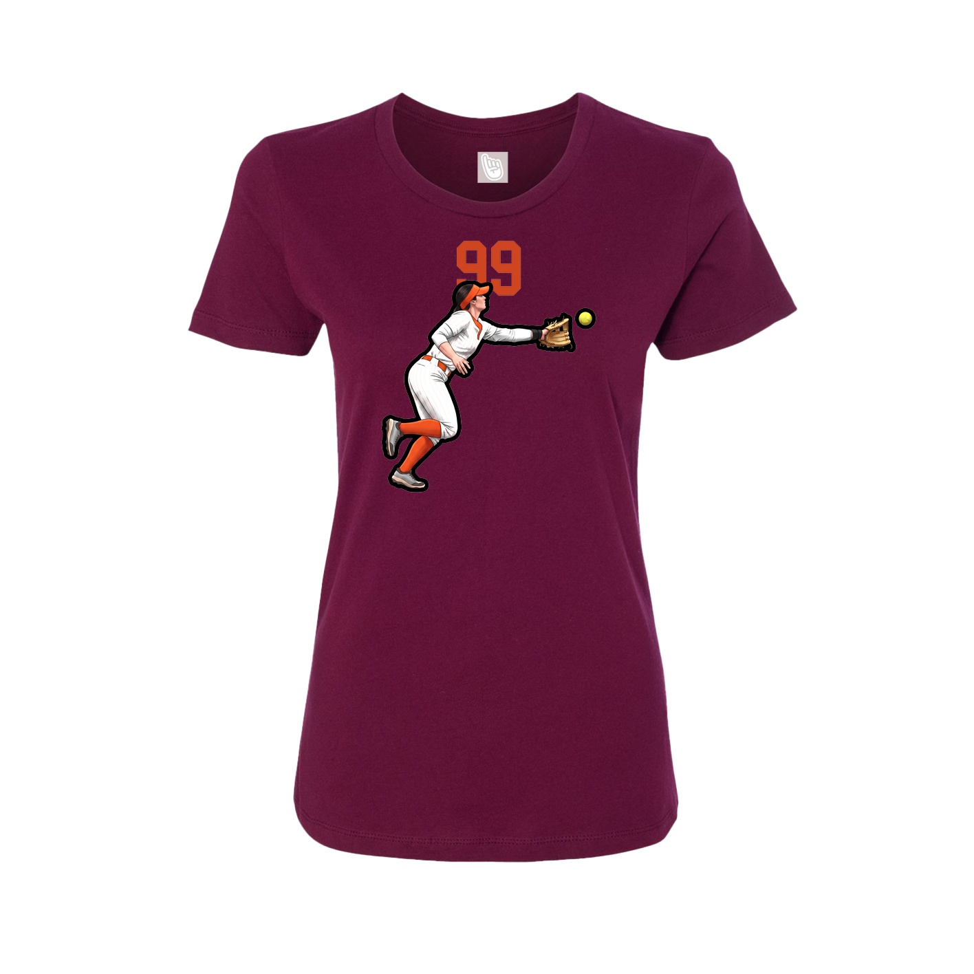 Fitted Women's Tee — Number Top in Maroon