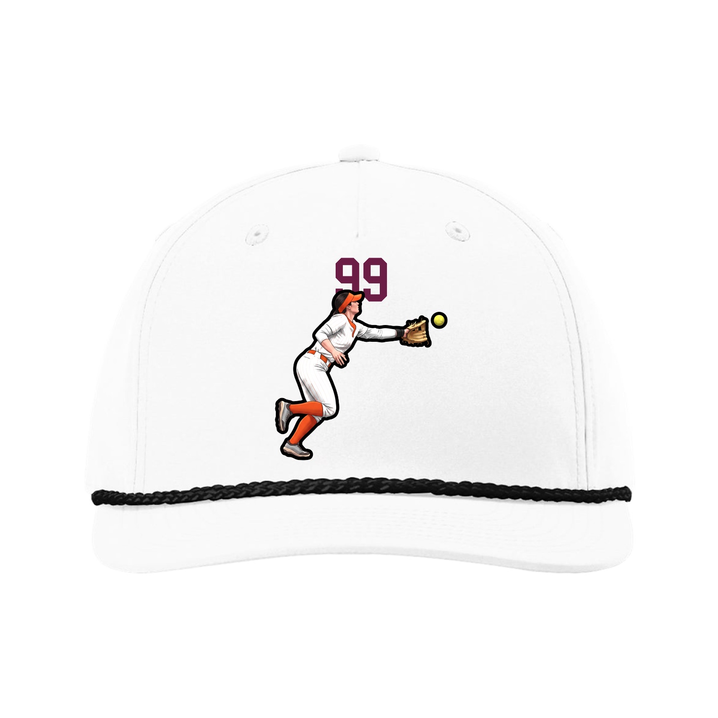 Five-Panel Classic Rope Cap — Number Top in White