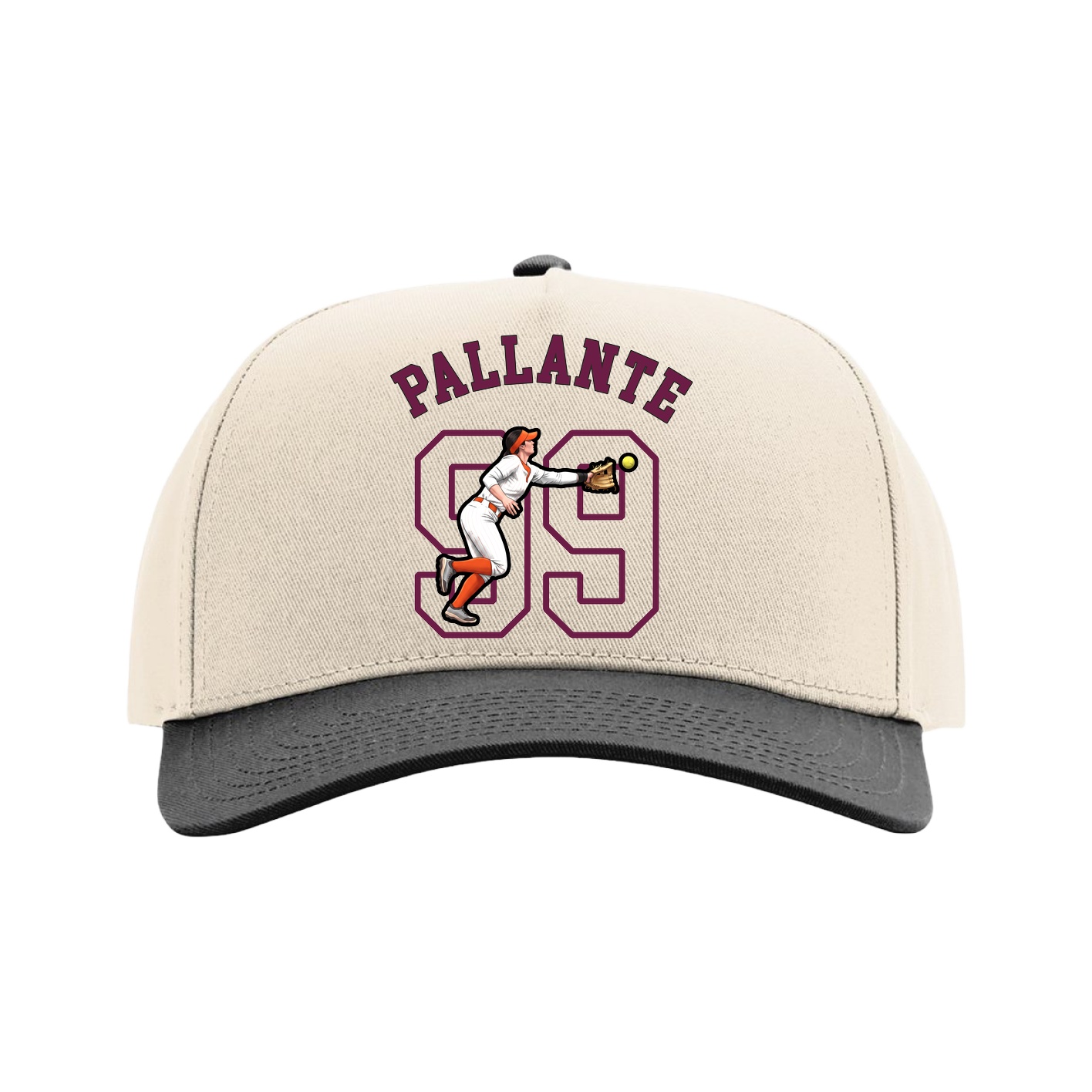 Full Fabric Five-Panel Champ Cap — Shirsey Arch in Cream/Black