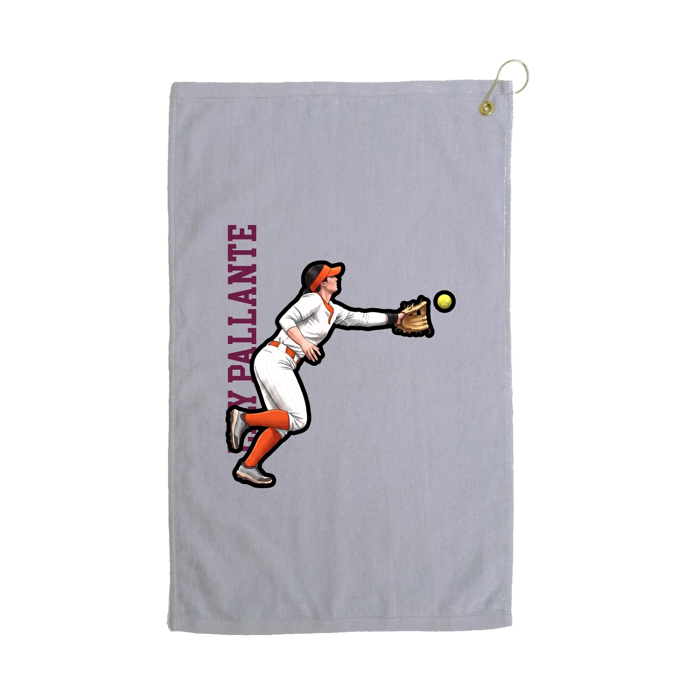 Golf Towel — Name Vertical in Grey