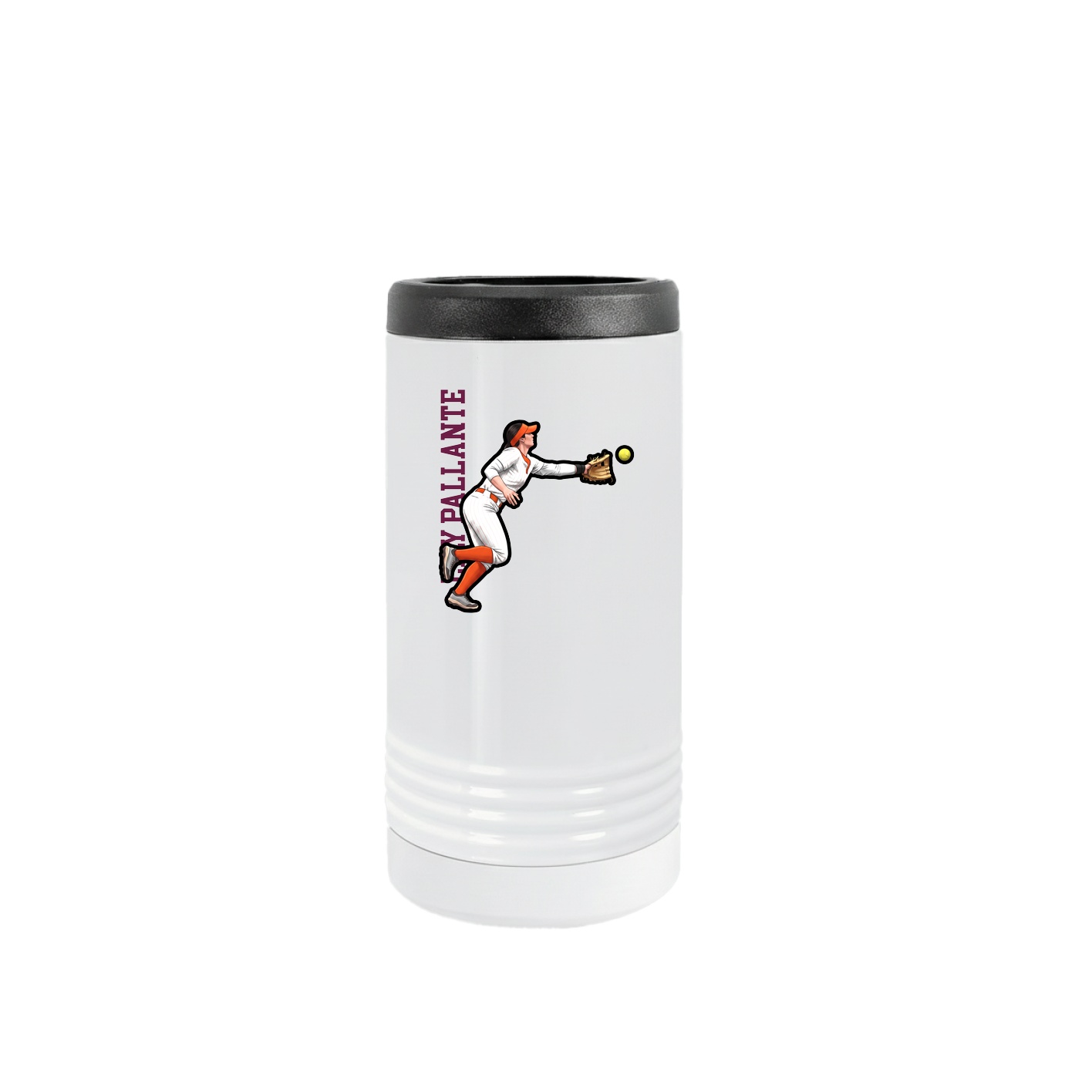 Slim Beverage Holder — Name Vertical in White