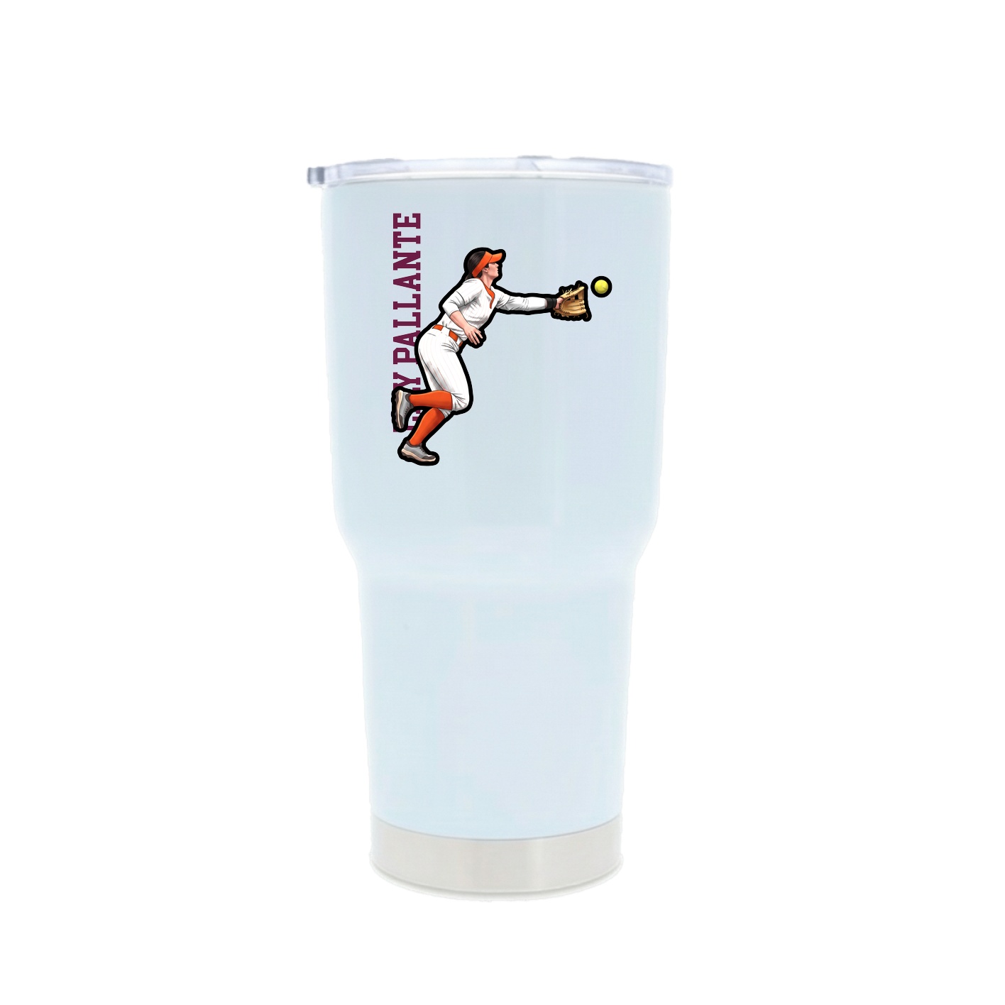 30oz Stainless Steel Tumbler — Name Vertical in White