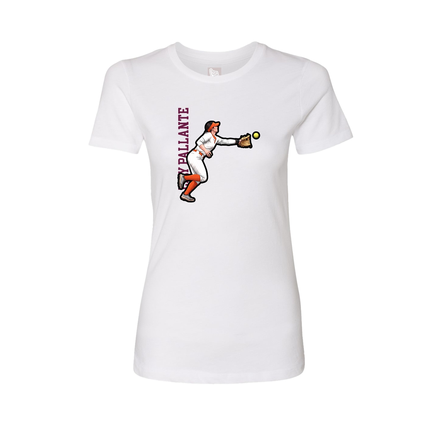 Womens Tee — Name Vertical in White