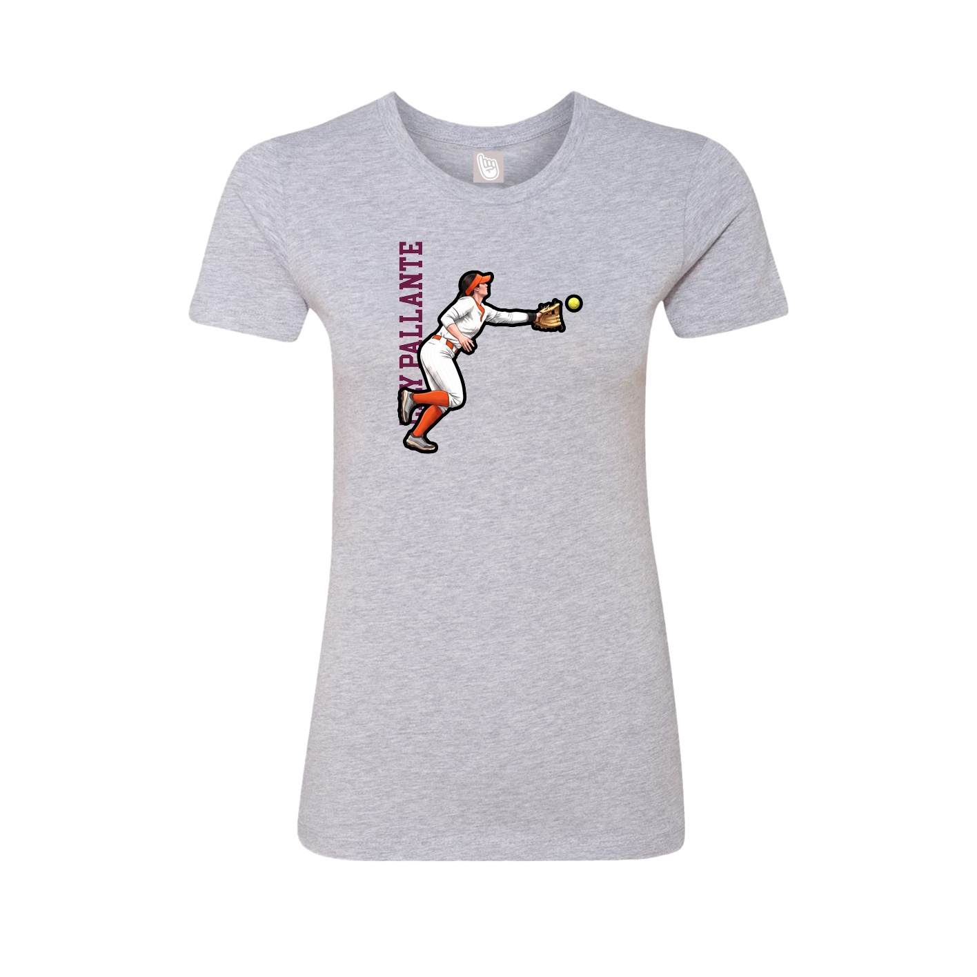 Fitted Women's Tee — Name Vertical in Grey