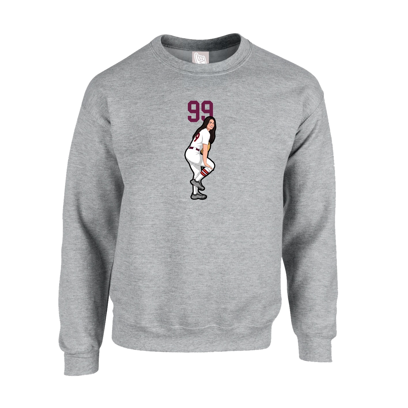 Fleece Crew — Number Top in Grey