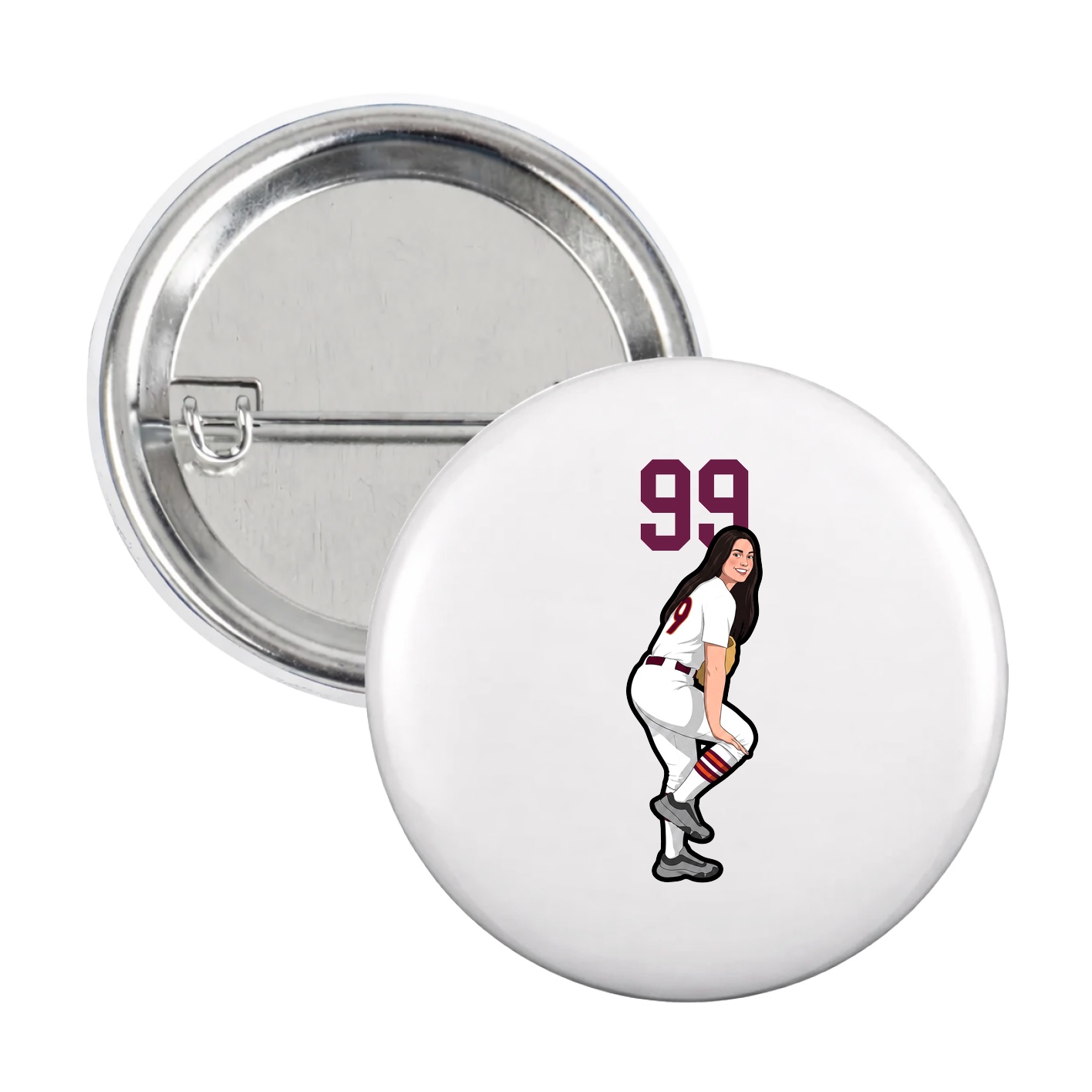 Game Day Button — Number Top in White