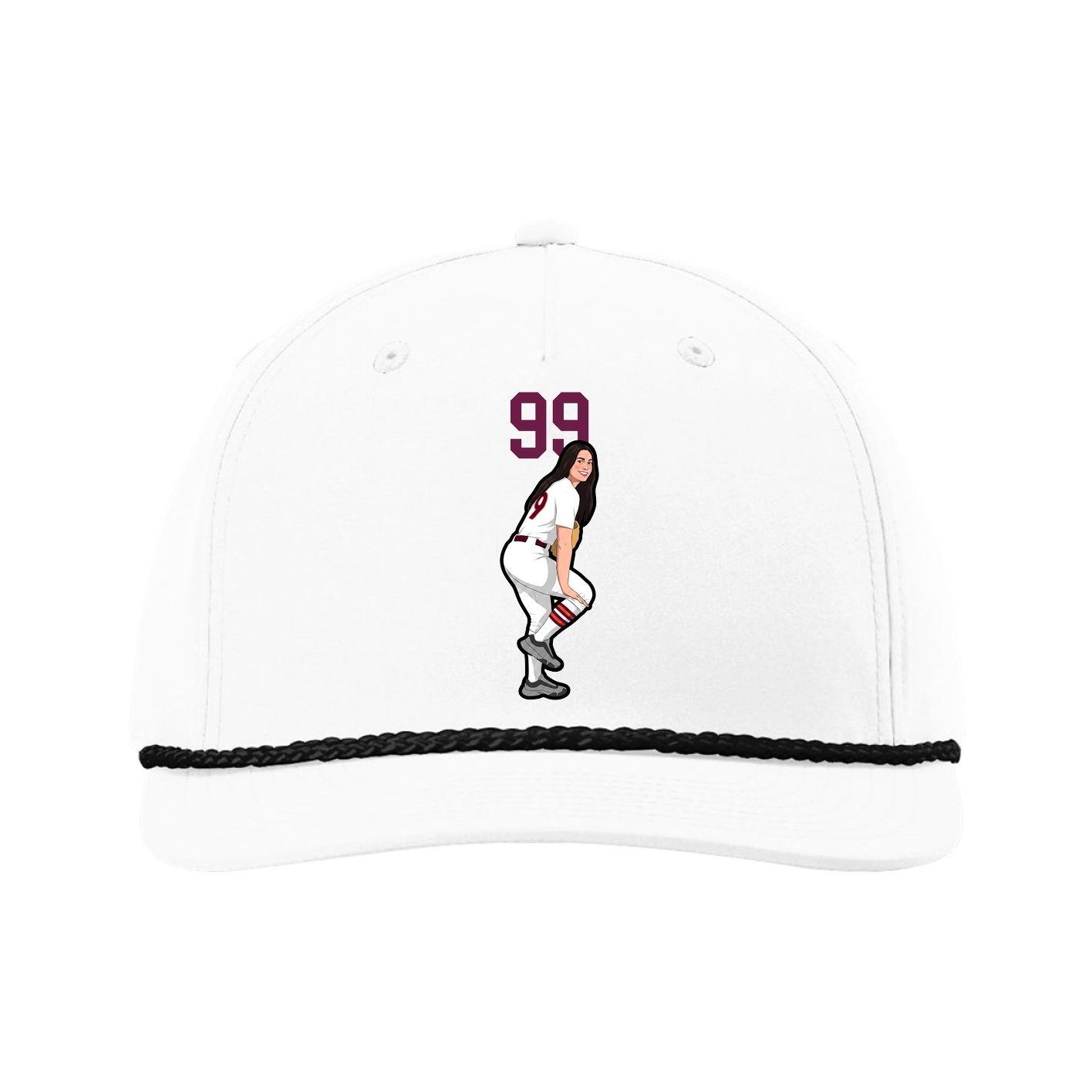 Five-Panel Classic Rope Cap — Number Top in White