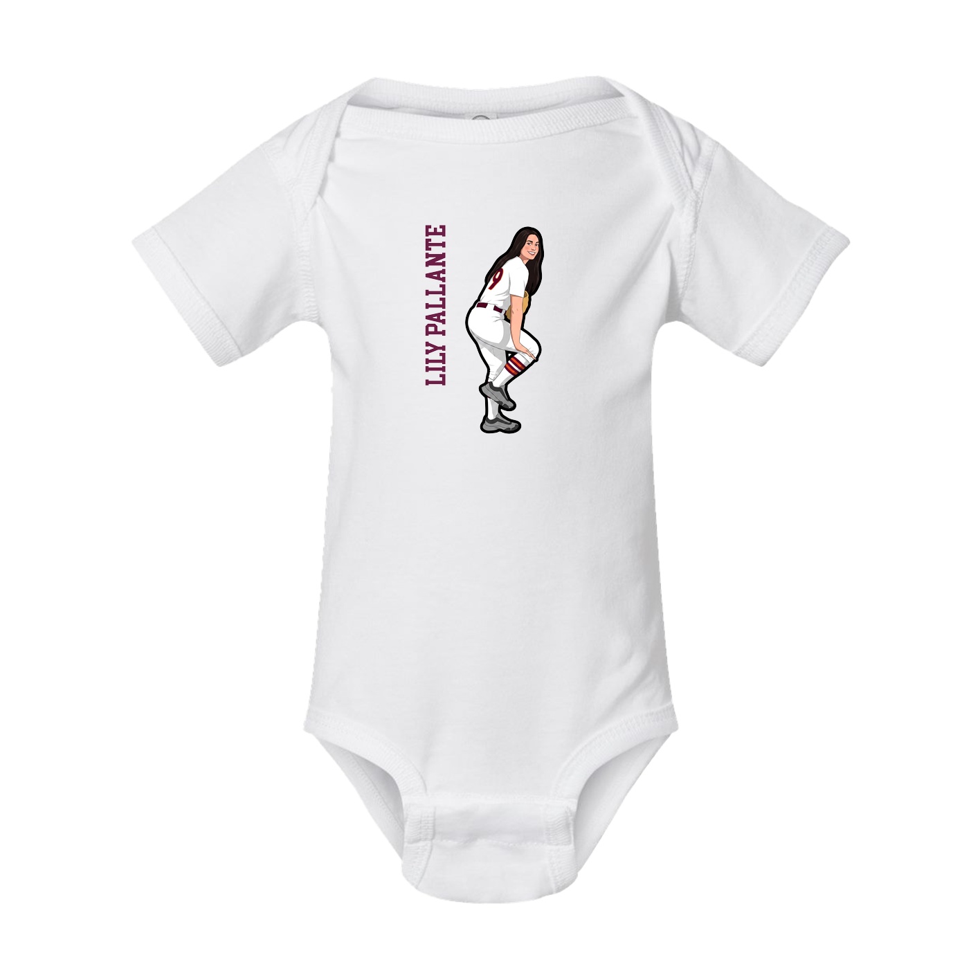 Baby Onesie — Name Vertical in White