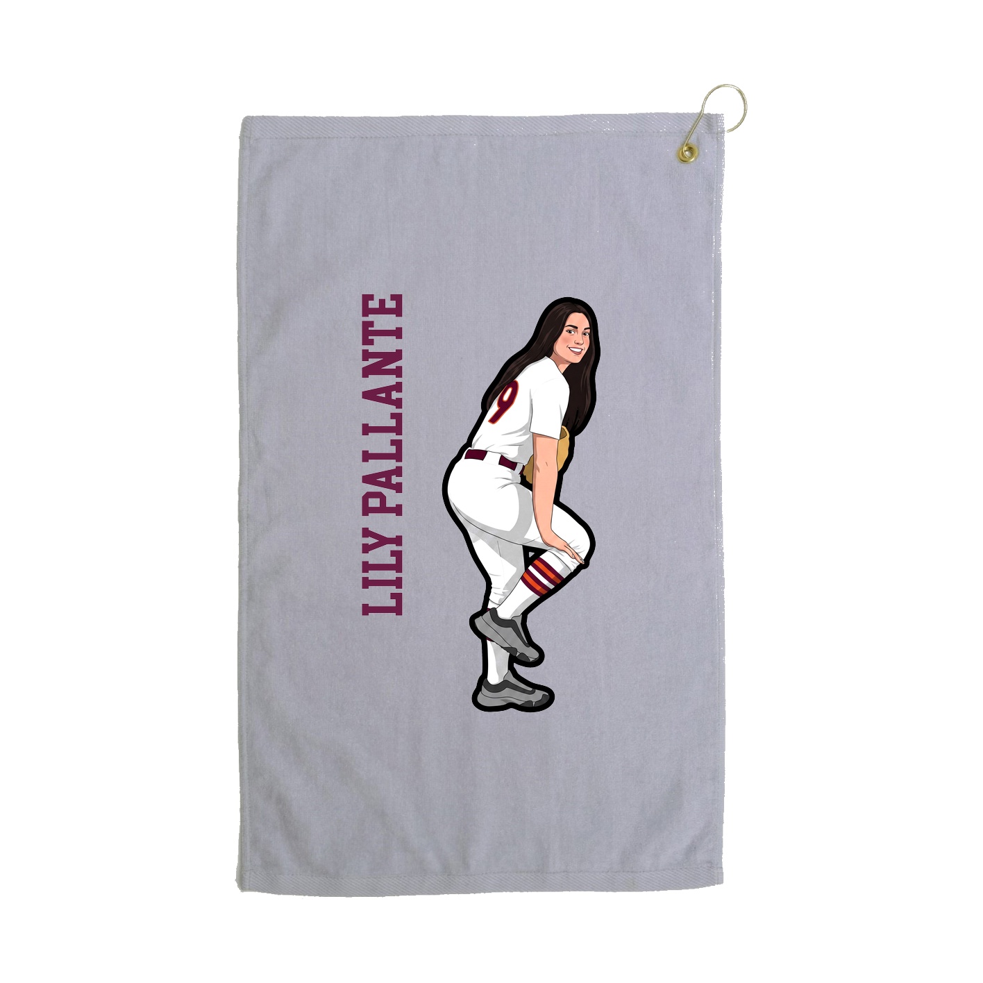 Golf Towel — Name Vertical in Grey