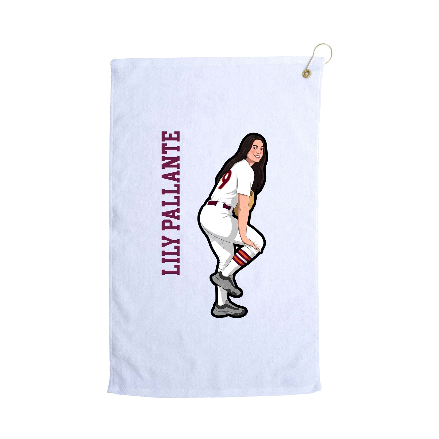 Golf Towel — Name Vertical in White
