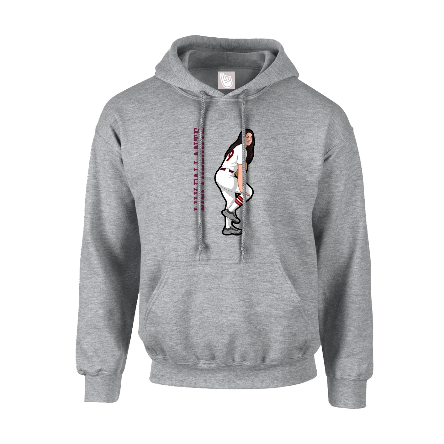 Hoodie — Name Vertical in Grey