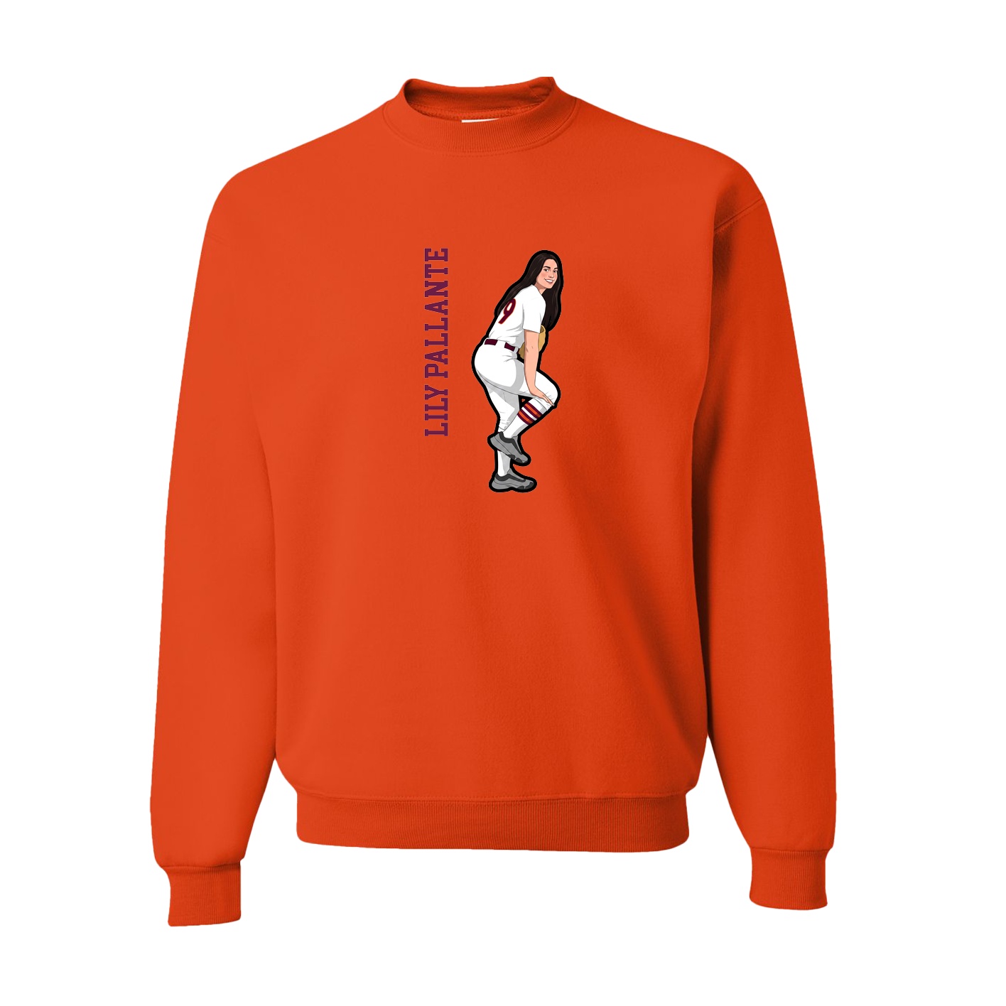 Fleece Crew — Name Vertical in Orange