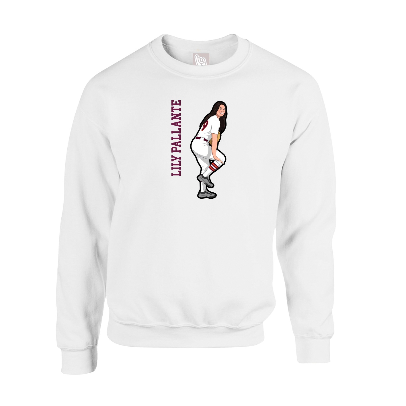Fleece Crew — Name Vertical in White