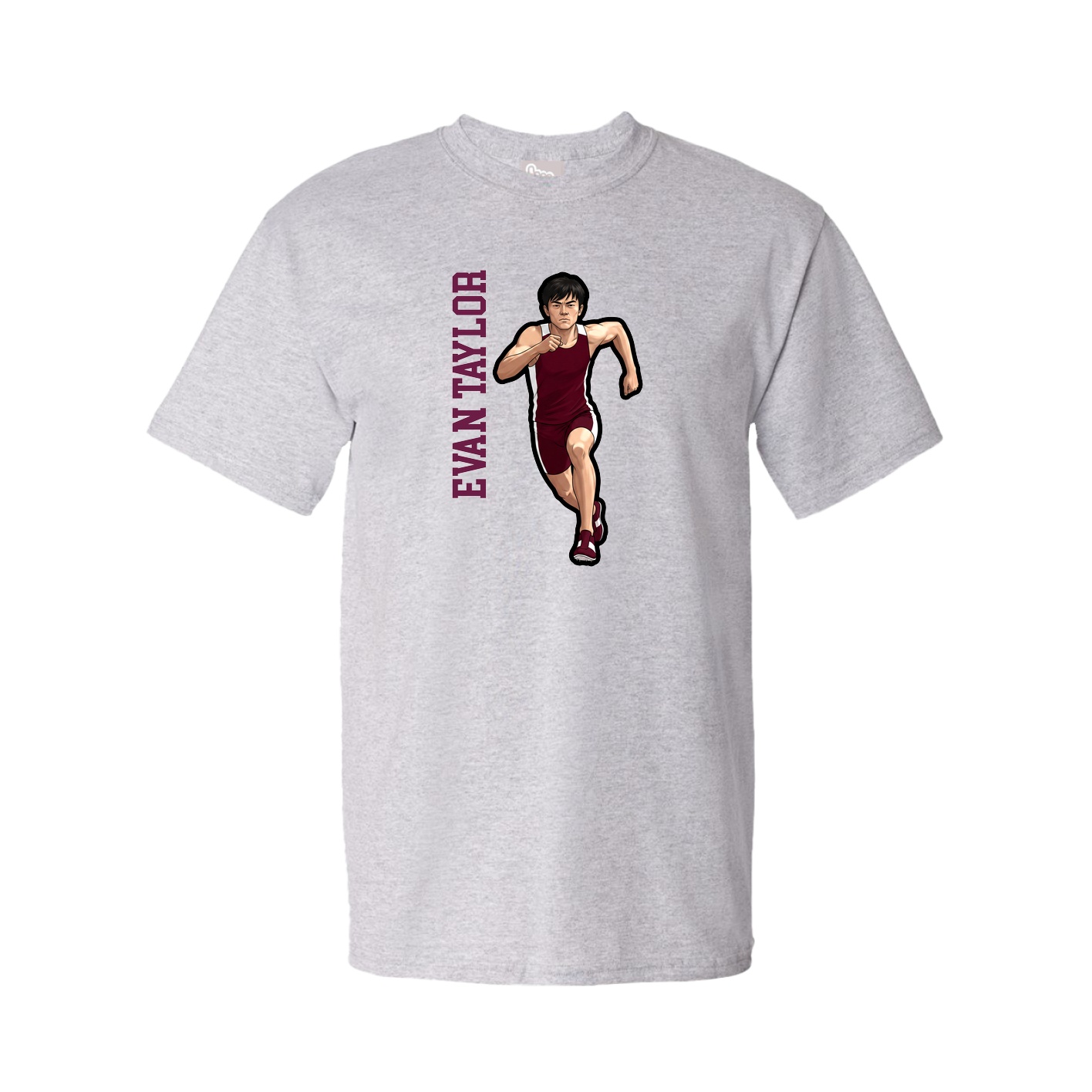 Youth Tee — Name Vertical in Grey