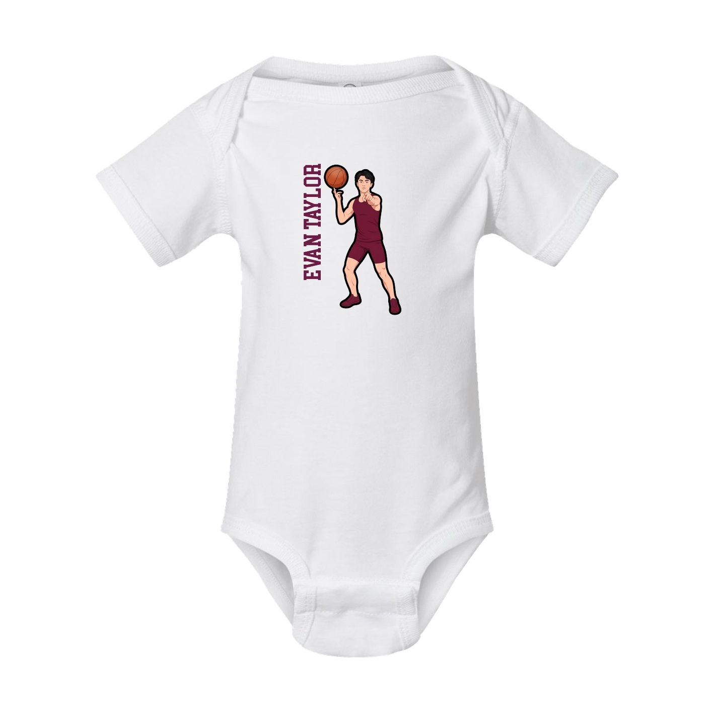 Baby Onesie — Name Vertical in White