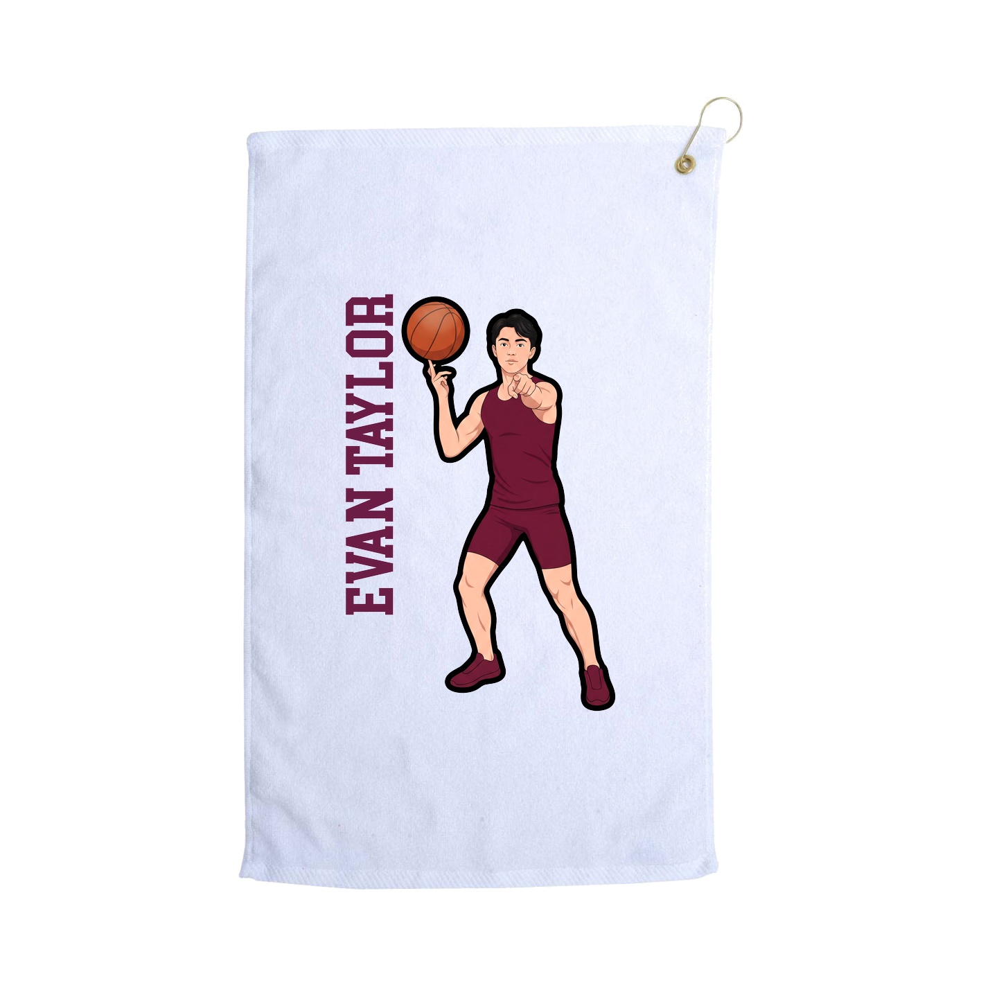 Golf Towel — Name Vertical in White