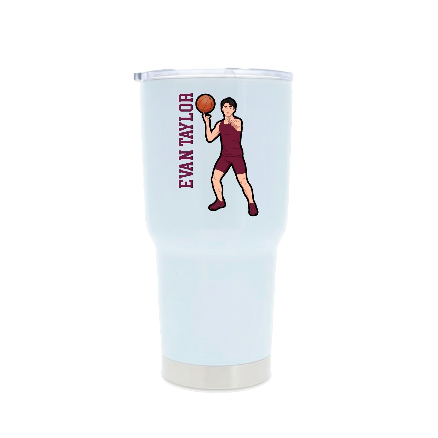 30oz Stainless Steel Tumbler — Name Vertical in White