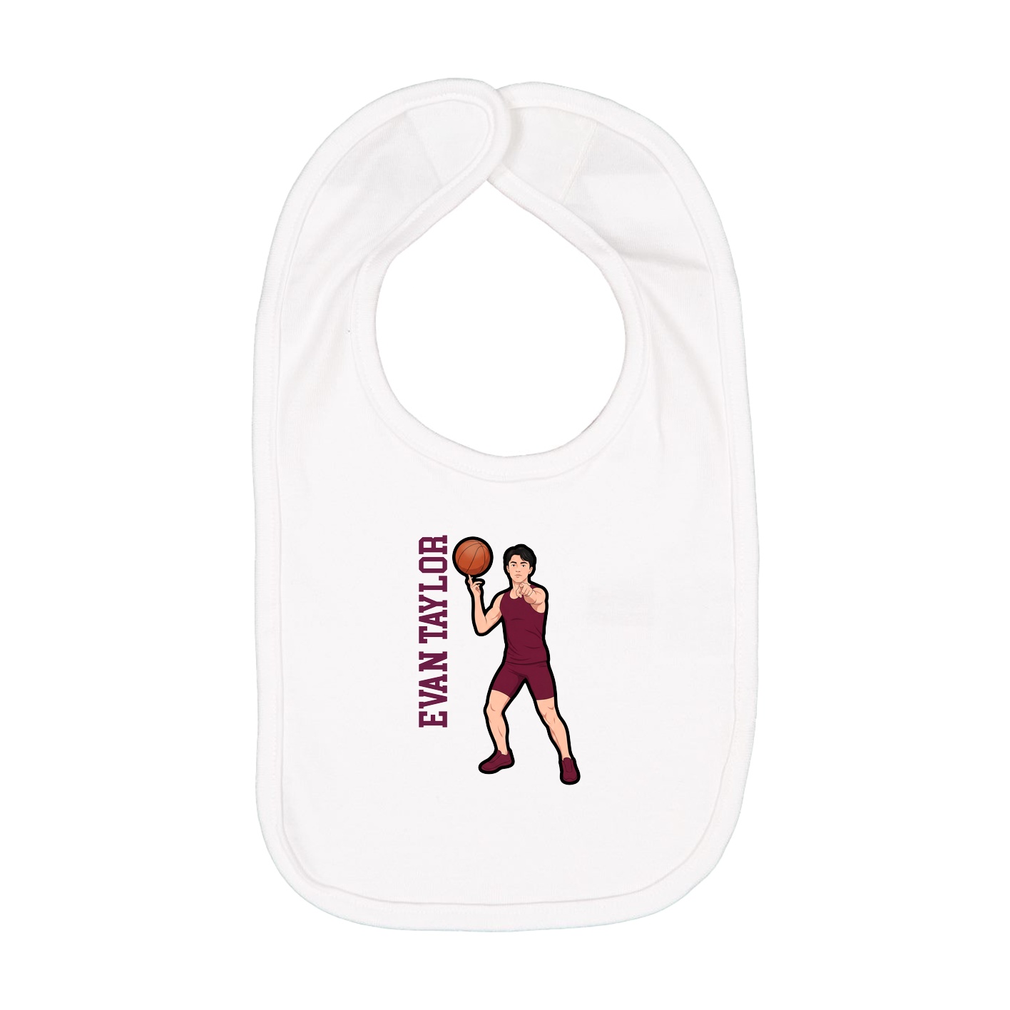 Infant Bib — Name Vertical in White