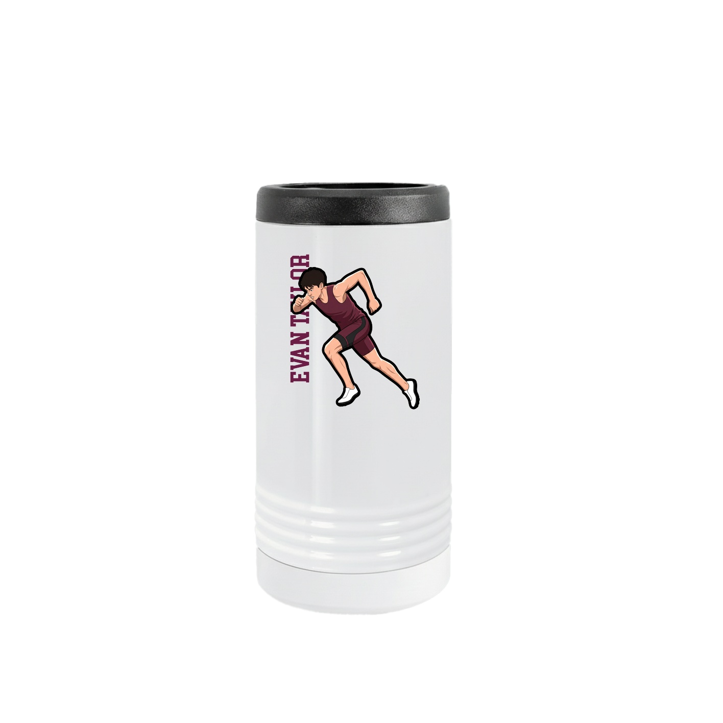 Slim Beverage Holder — Name Vertical in White