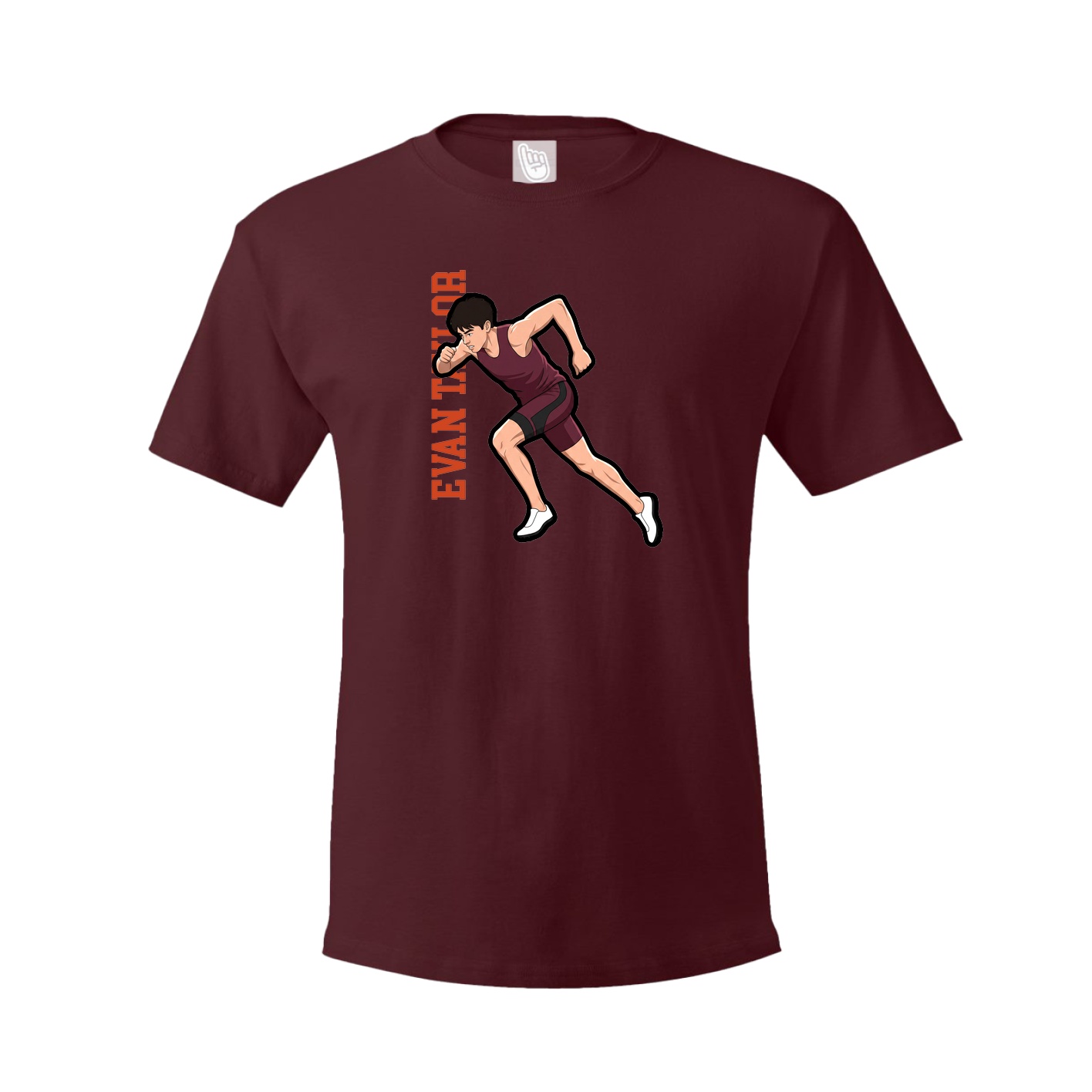 Youth Tee — Name Vertical in Maroon
