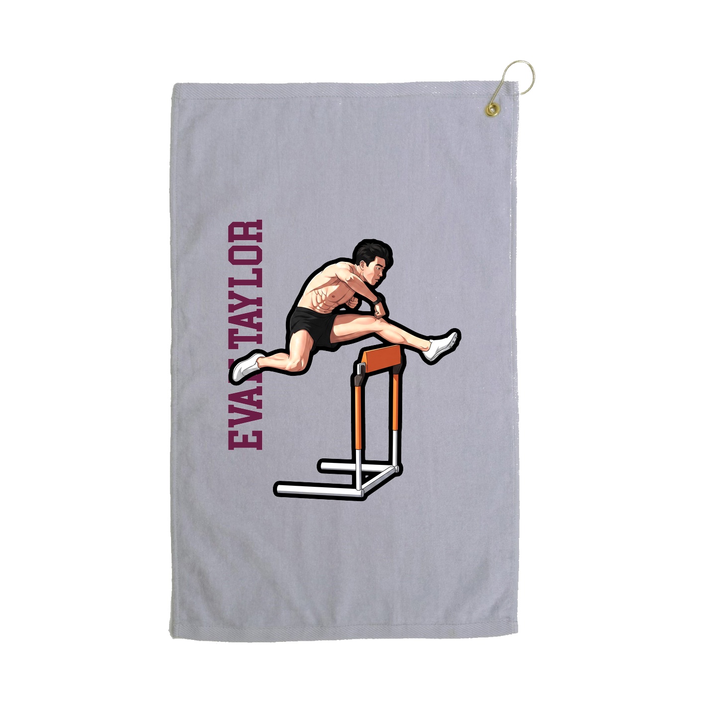 Golf Towel — Name Vertical in Grey