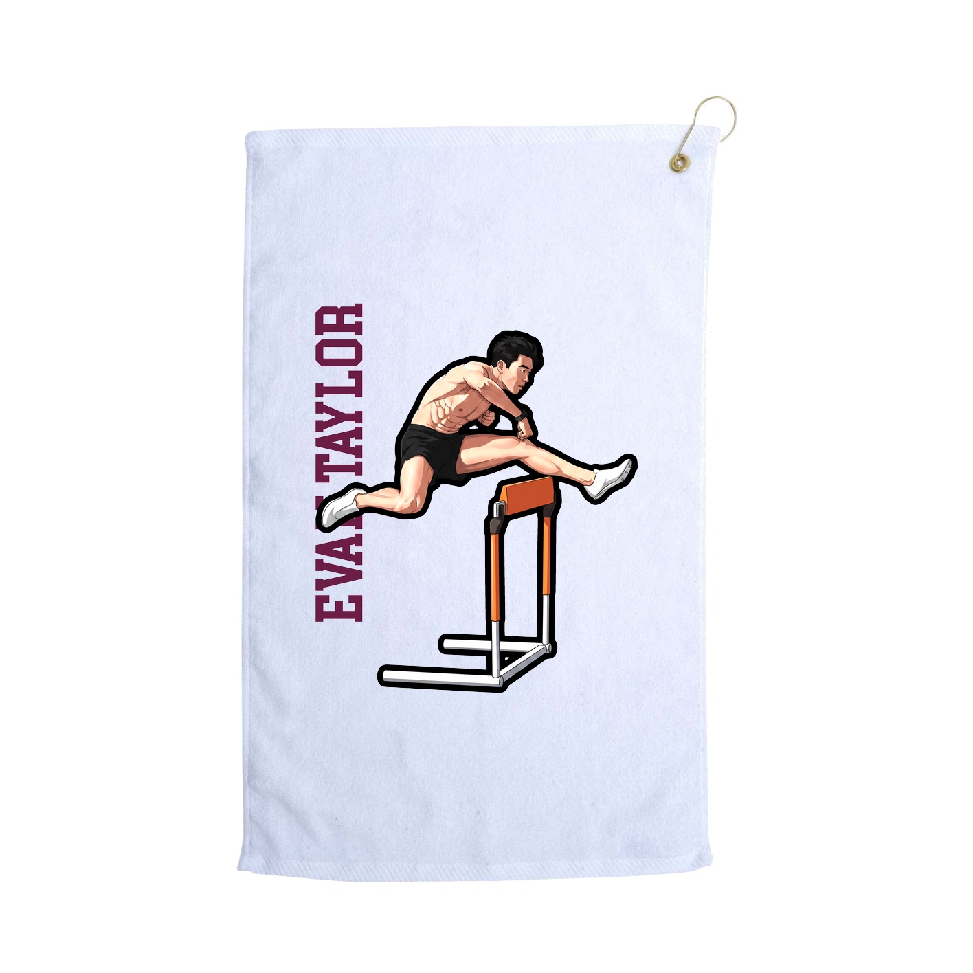 Golf Towel — Name Vertical in White