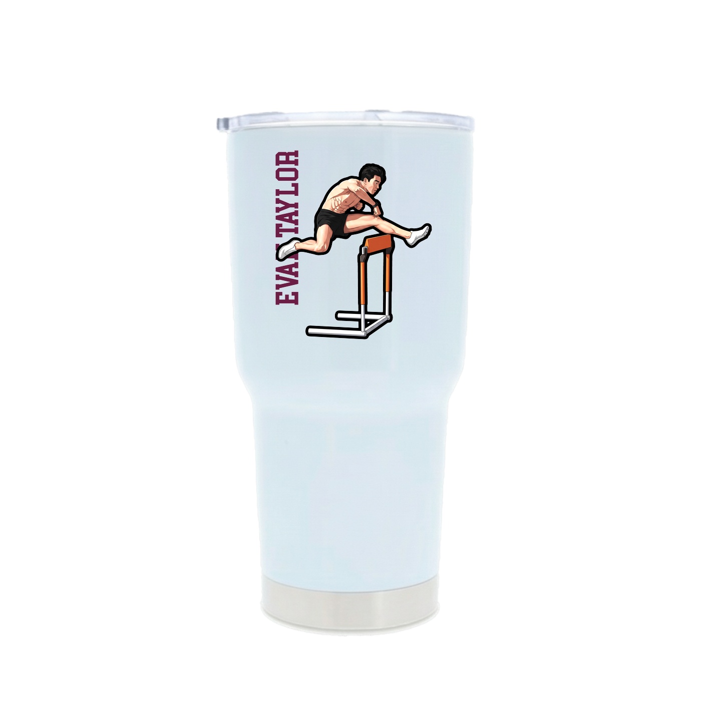 30oz Stainless Steel Tumbler — Name Vertical in White